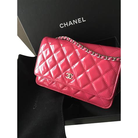 black chanel wallet with hot pink|Chanel wallet on chain pink.